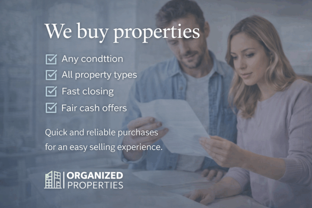 Organized Properties buys homes and commercial properties in any condition. Fast cash offers, flexible closings, and a simple selling process nationwide.